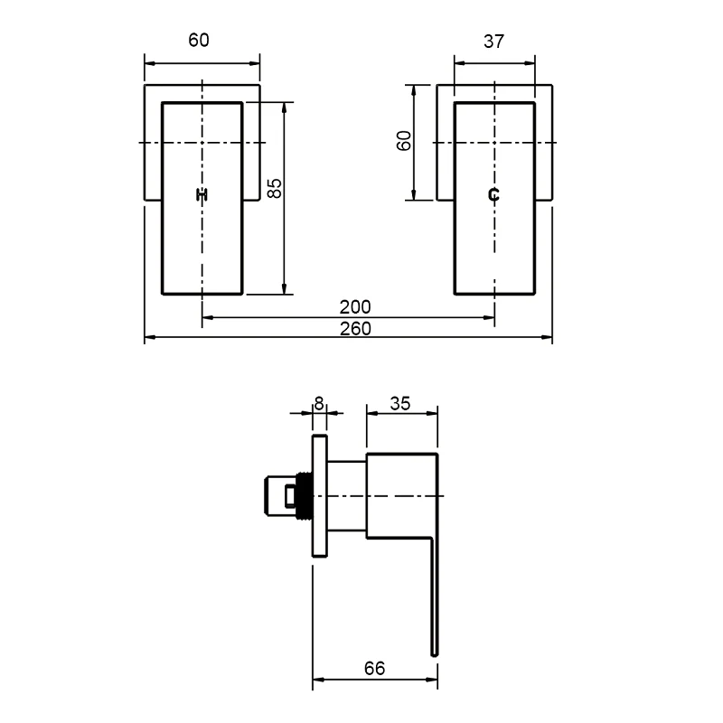 Square Wall Tap Set - Image 2
