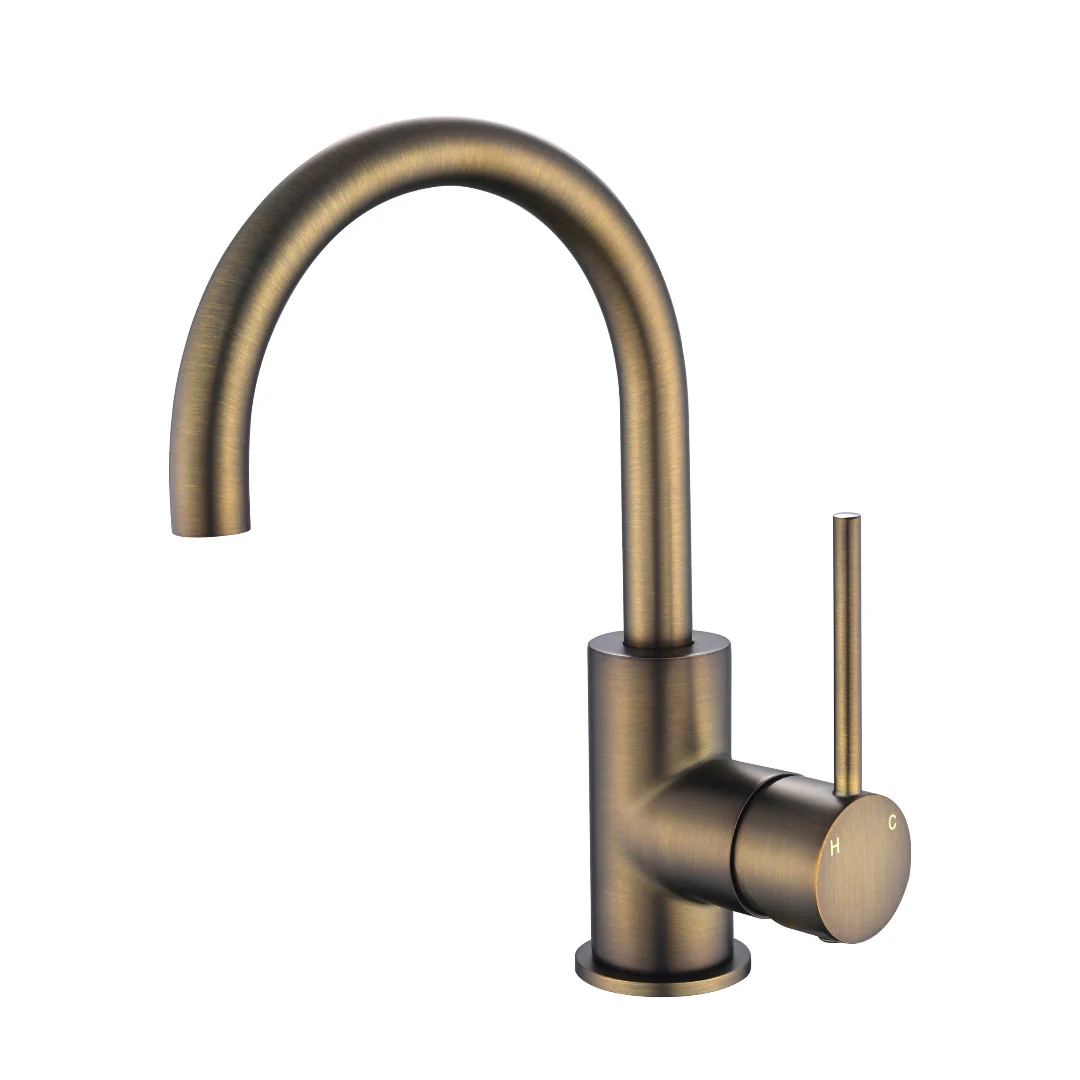 Star Mini Antique Brass Swivel Basin Mixer
