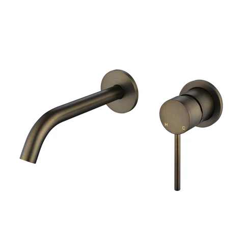 Star Mini Antique Brass Wall Basin Mixer Combination Separate Backplate