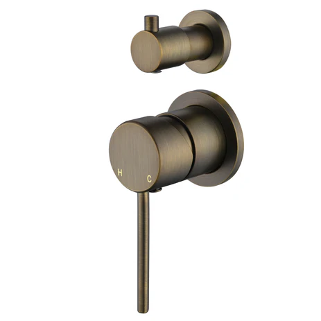 Star Mini Antique Brass Wall Diverter - Sperate Back Plate