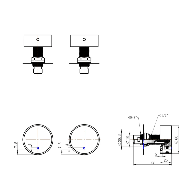 Star Mini Warm Brushed Nickel Wall Tap Set 1/4 Turn - Image 2