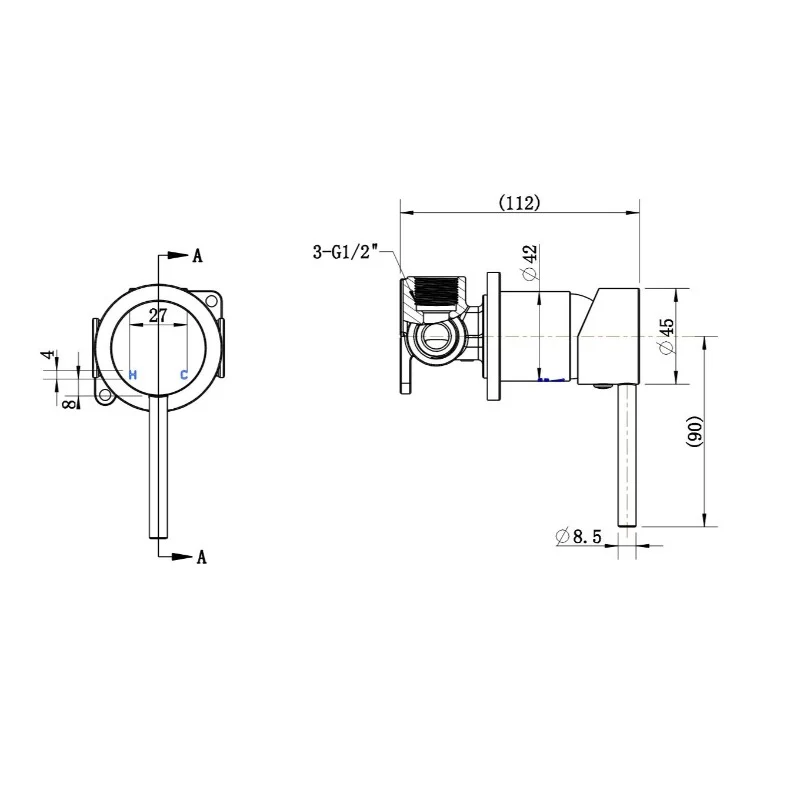 Star Mini Black Wall Mixer - 60mm Plate - Image 2