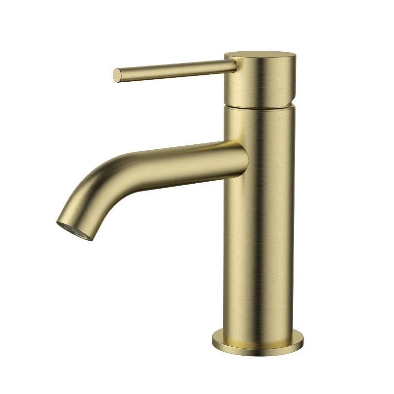 Star Mini Brushed Gold Basin Mixer - Curved Spout