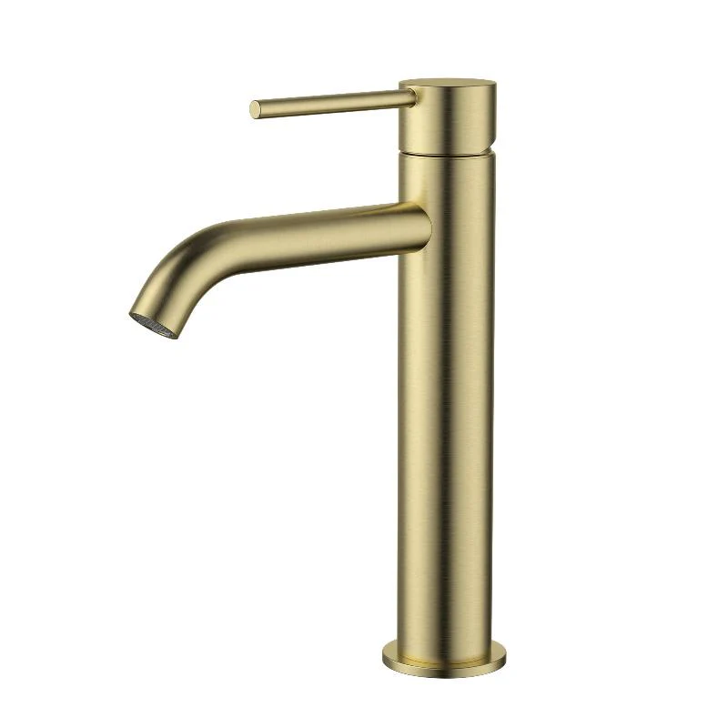 Star Mini Brushed Gold Mid Basin Mixer - Curved Spout