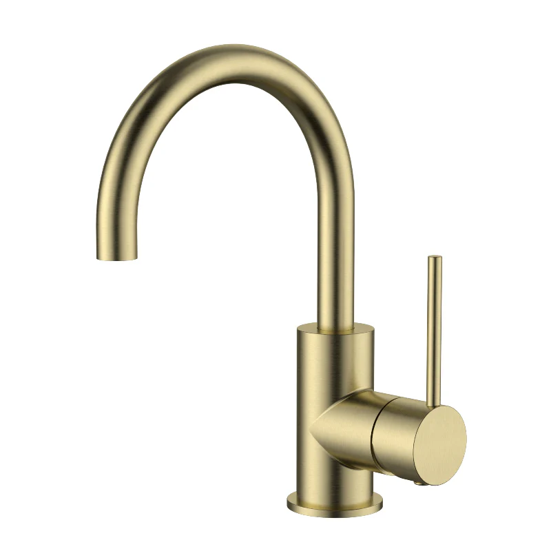 Star Mini Brushed Gold Swivel Basin Mixer
