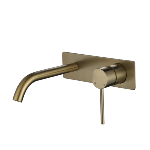 Star Mini Brushed Gold Wall Basin Mixer Combination