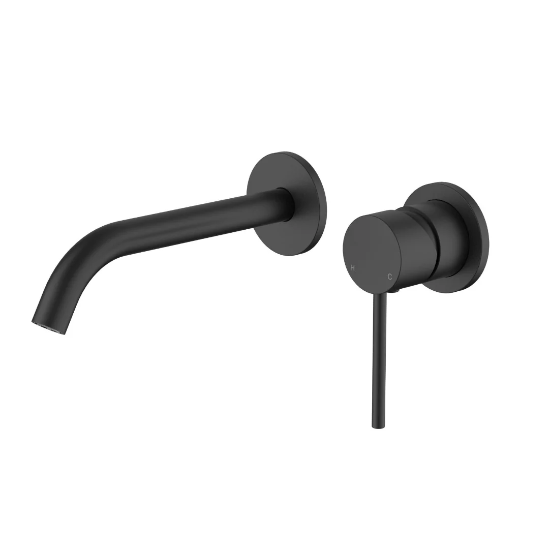 Star Mini Matte Black Wall Basin Mixer Combination Separate Backplate