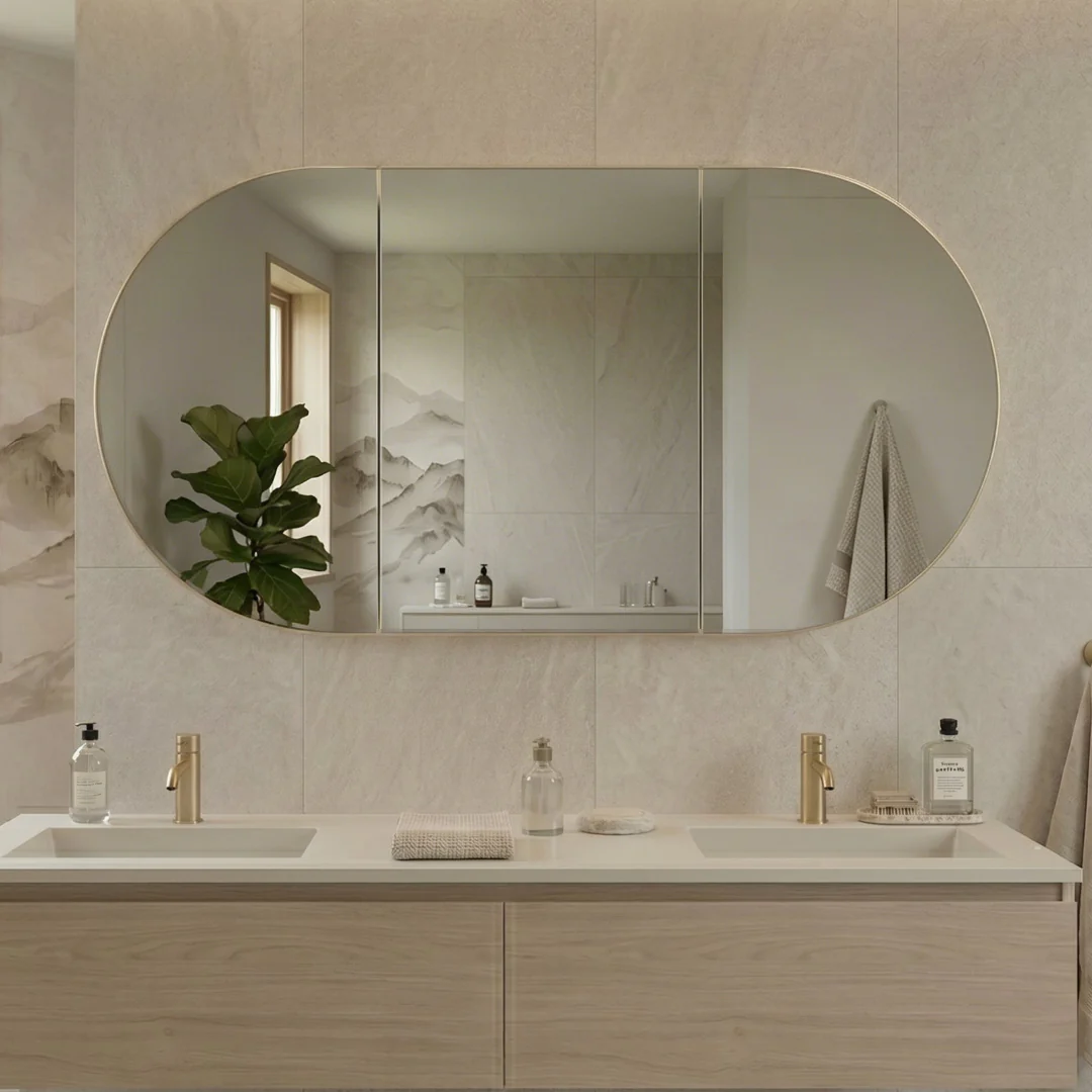 Stella 1500 x 800 Matte White Oval Shaving Cabinet