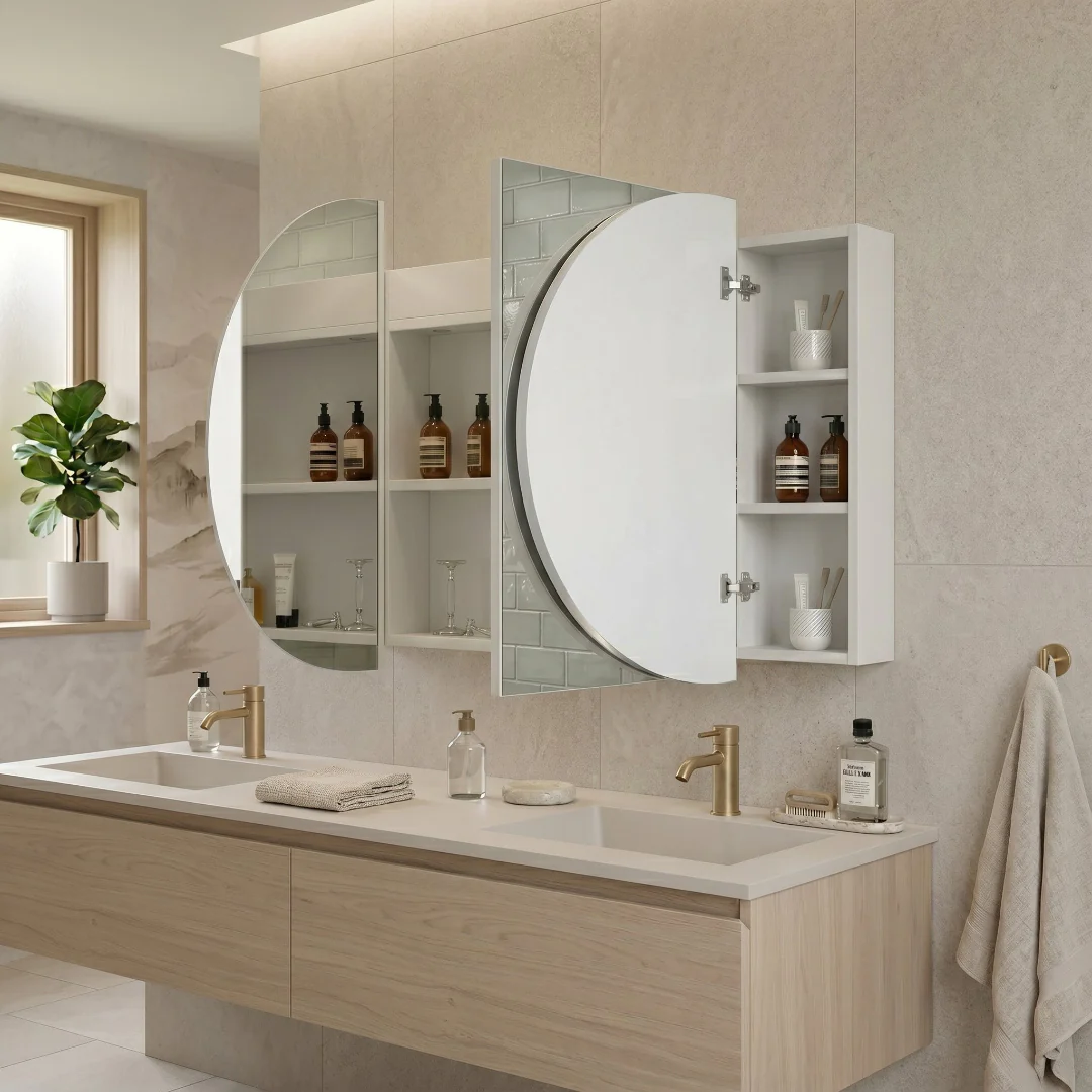 Stella 1500 x 800 Matte White Oval Shaving Cabinet - Image 2
