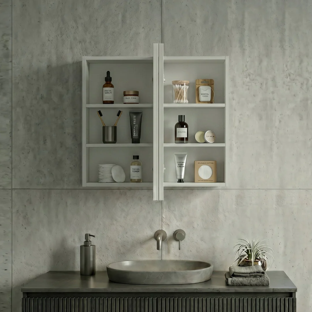 Stella 900 x 600 Matte White Oval Shaving Cabinet - Image 3