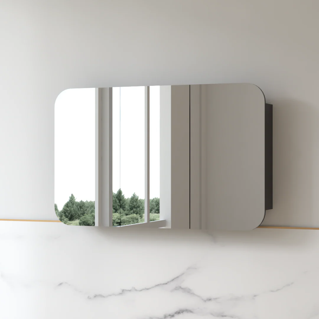 Tetra 1200 x 750mm Matte Black Soft Square Shaving Cabinet - Image 3