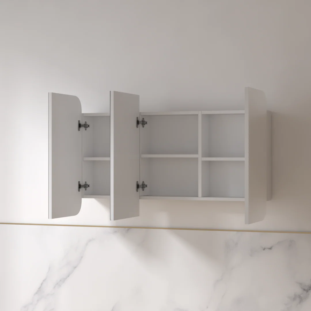 Tetra 1200 x 750mm Matte White Soft Square Shaving Cabinet - Image 2