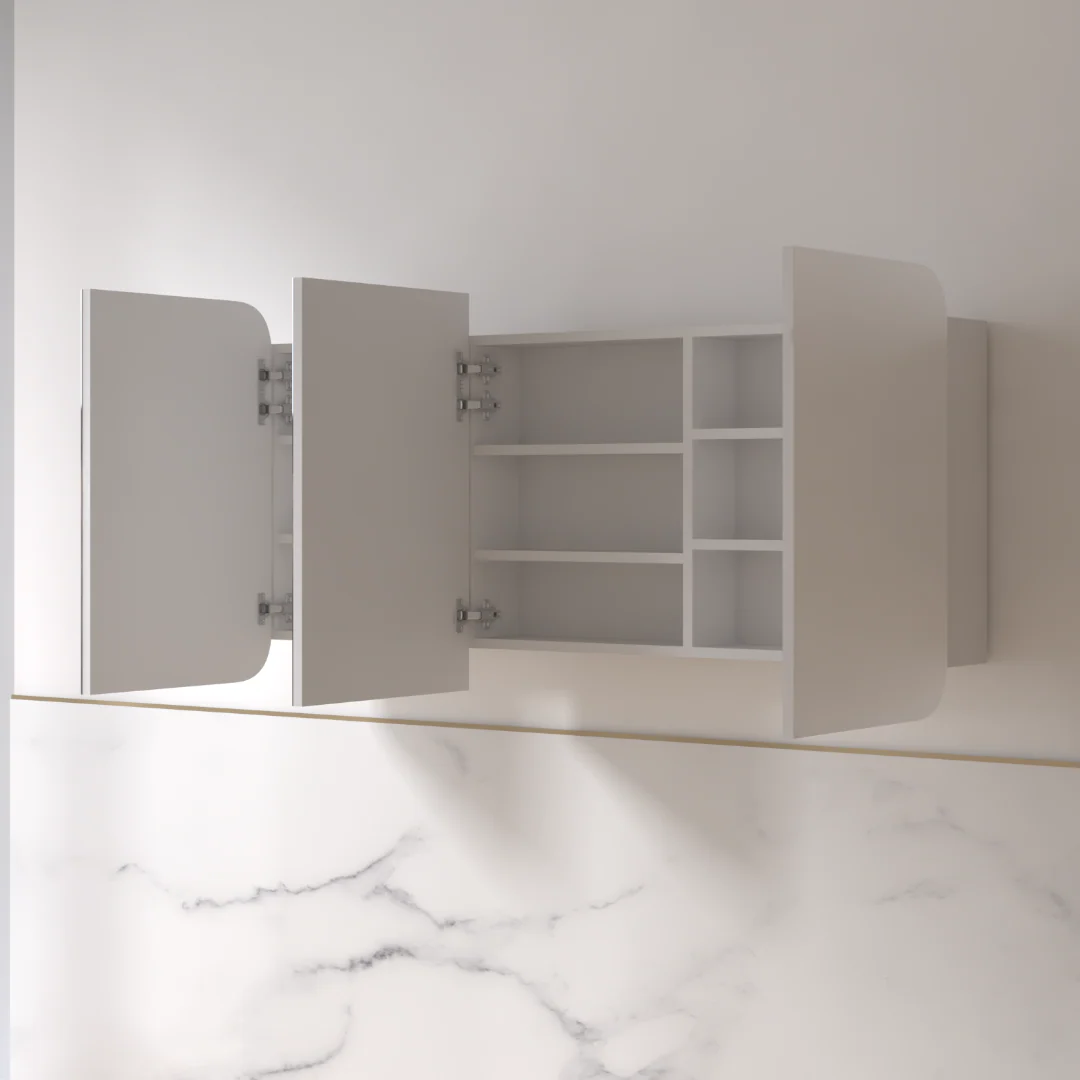 Tetra 1500 x 800mm Matte White Soft Square Shaving Cabinet - Image 2