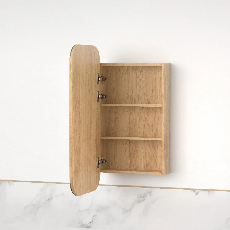 Tetra 450 x 900mm Light Walnut Soft Square Shaving Cabinet - Image 3