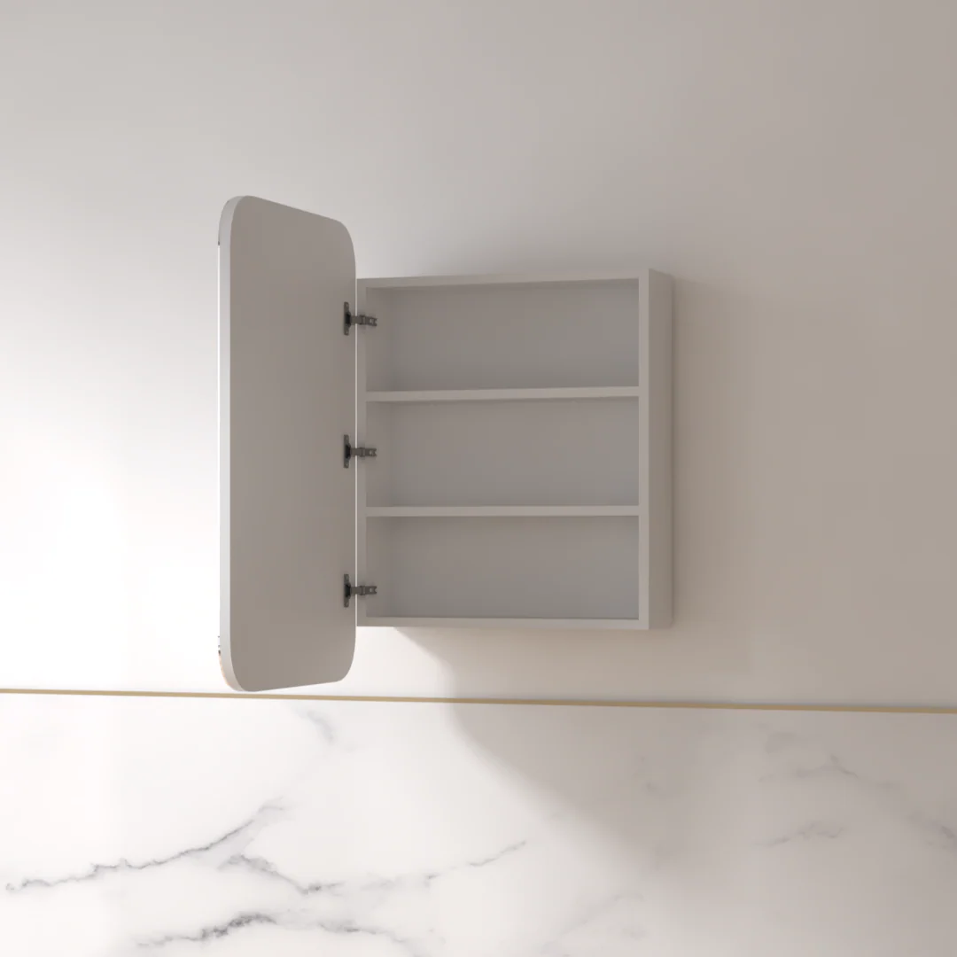 Tetra 600 x 900mm Matte White Soft Square Shaving Cabinet - Image 3