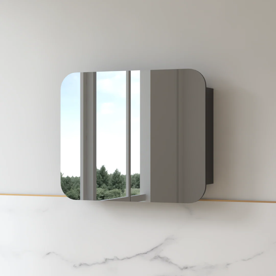 Tetra 900 x 750mm Matte Black Soft Square Shaving Cabinet - Image 3