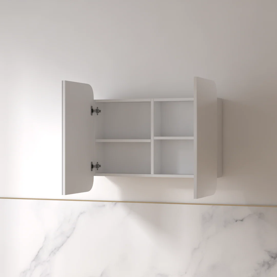 Tetra 900 x 750mm Matte White Soft Square Shaving Cabinet - Image 2