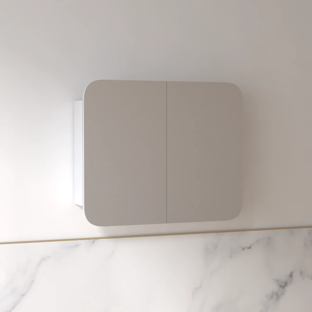 Tetra 900 x 750mm Matte White Soft Square Shaving Cabinet - Image 3