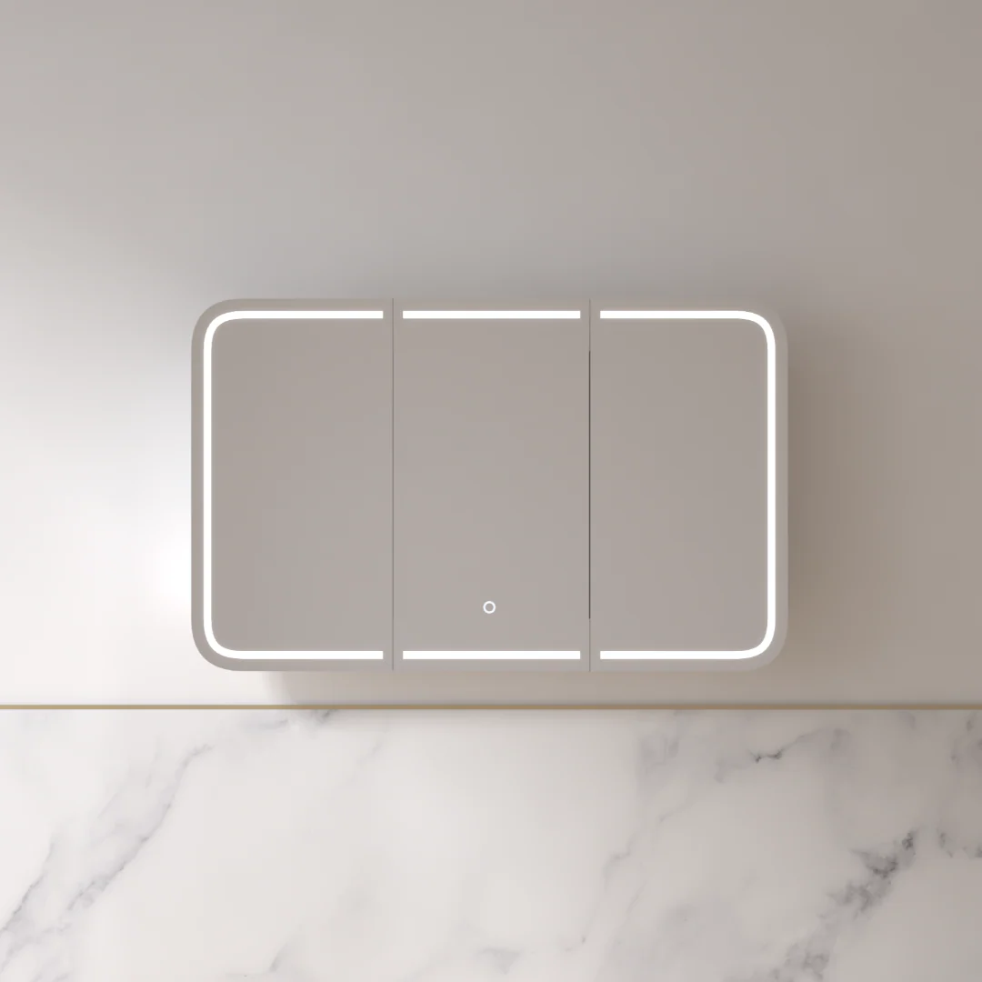 Tetra LED 1200 x 750mm Matte White Soft Square Shaving Cabinet