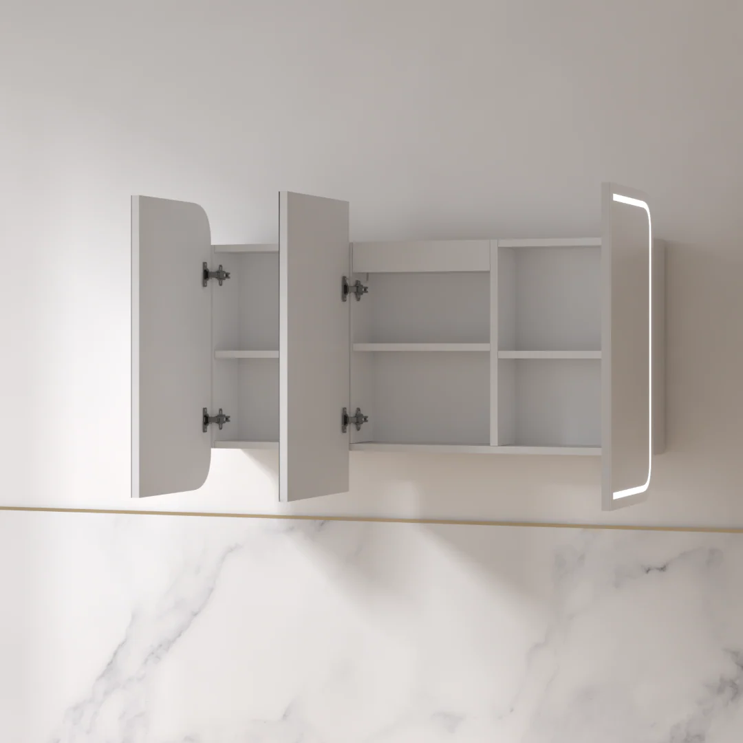 Tetra LED 1200 x 750mm Matte White Soft Square Shaving Cabinet - Image 2
