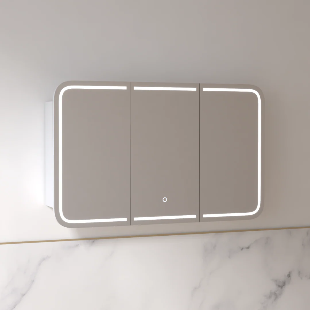Tetra LED 1200 x 750mm Matte White Soft Square Shaving Cabinet - Image 3