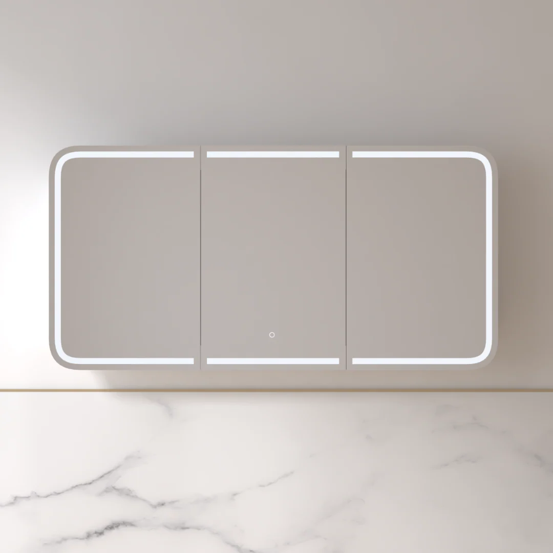 Tetra LED 1500 x 800mm Matte White Soft Square Shaving Cabinet