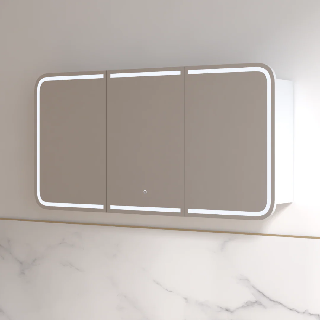 Tetra LED 1500 x 800mm Matte White Soft Square Shaving Cabinet - Image 3