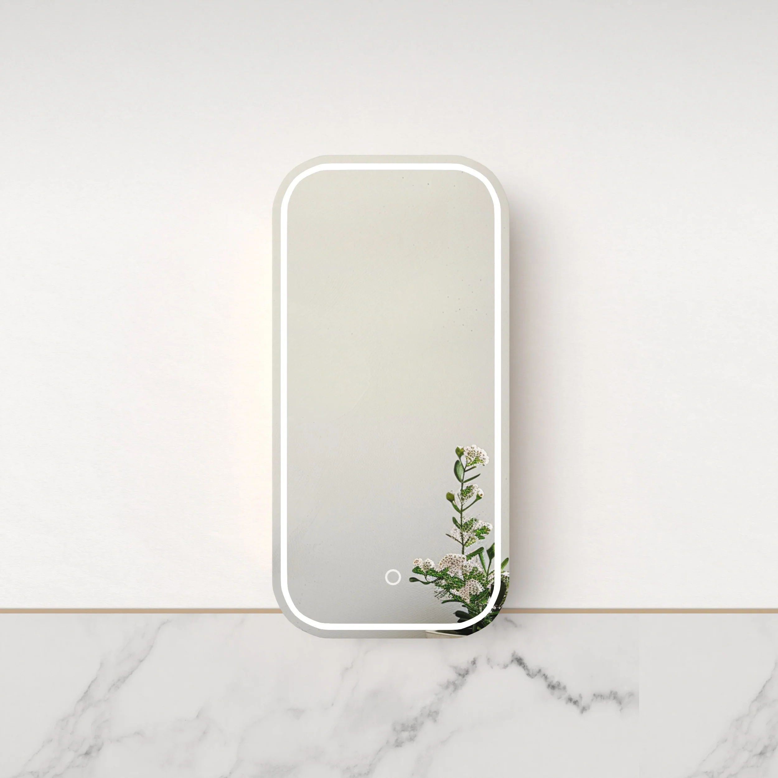 Tetra LED 450 x 900mm Matte White Soft Square Shaving Cabinet - Image 2