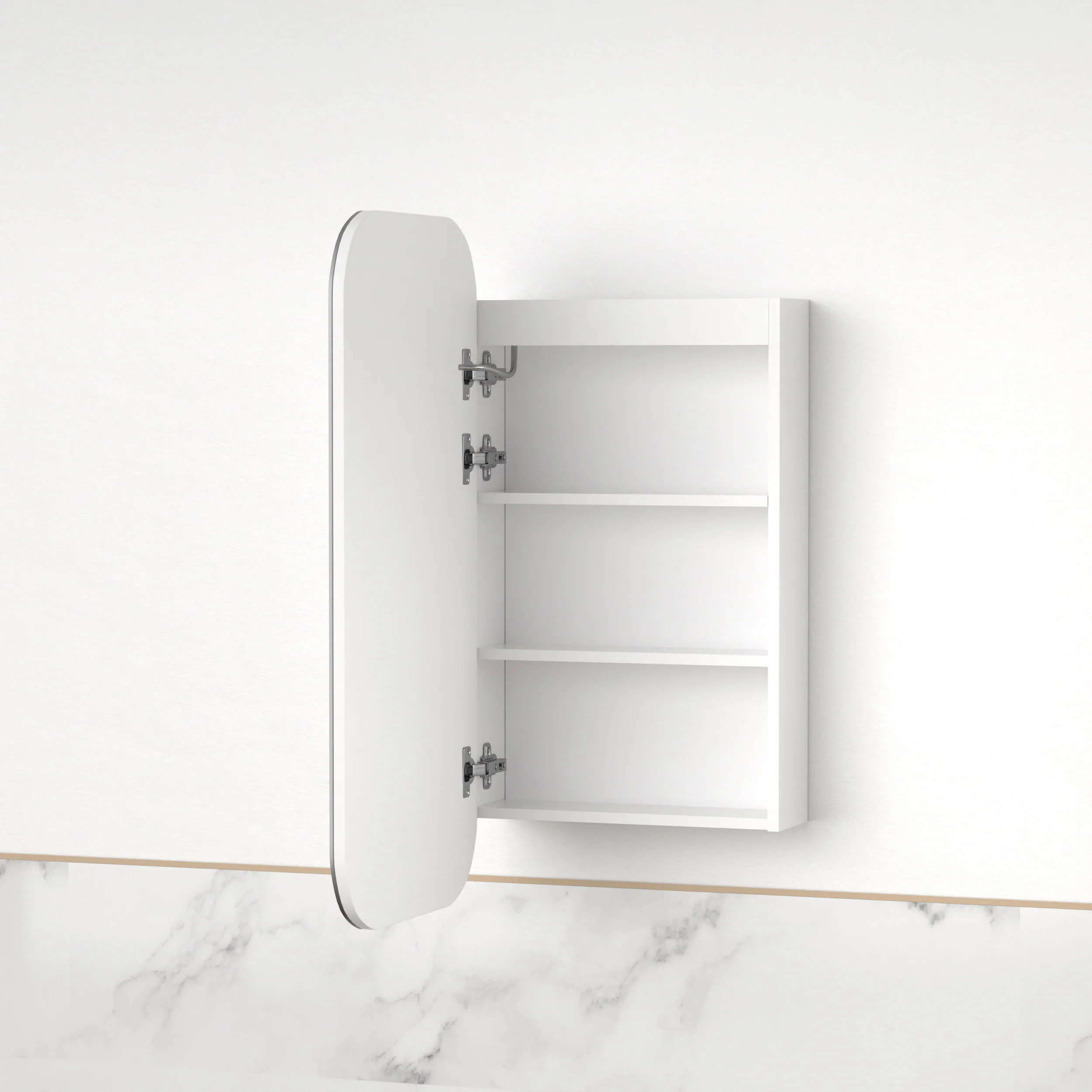 Tetra LED 450 x 900mm Matte White Soft Square Shaving Cabinet - Image 3