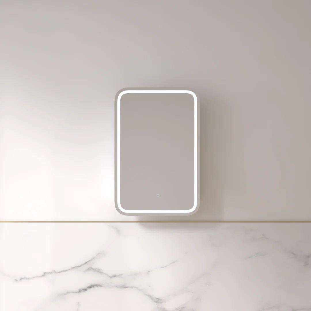 Tetra LED 600 x 900mm Matte White Soft Square Shaving Cabinet