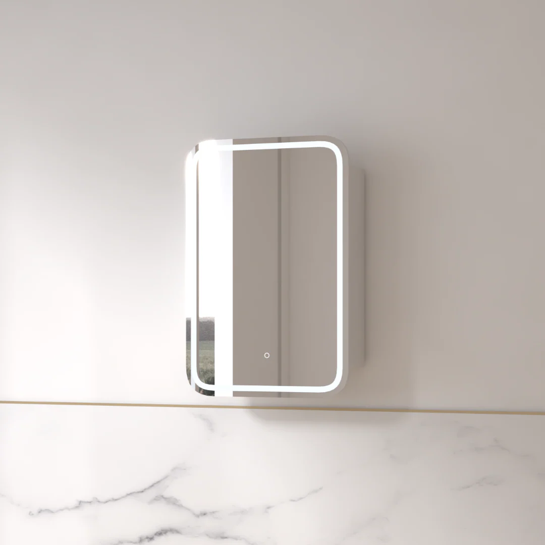 Tetra LED 600 x 900mm Matte White Soft Square Shaving Cabinet - Image 2