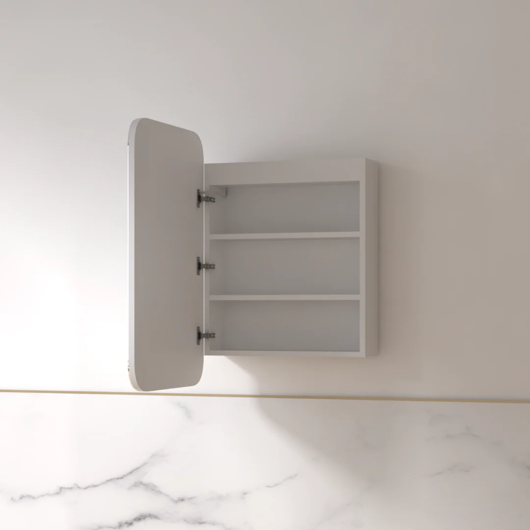 Tetra LED 600 x 900mm Matte White Soft Square Shaving Cabinet - Image 3