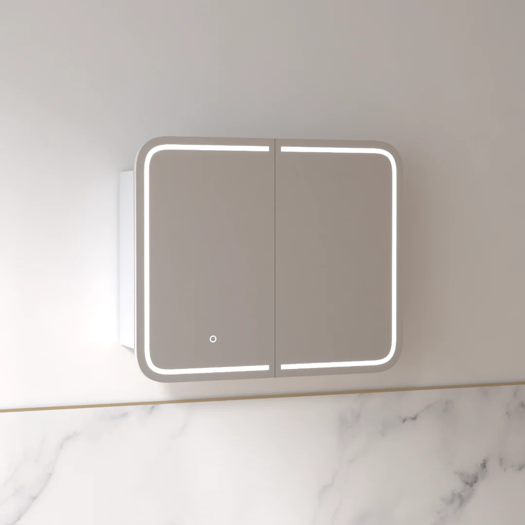 Tetra LED 900 x 750mm Matte White Soft Square Shaving Cabinet - Image 3