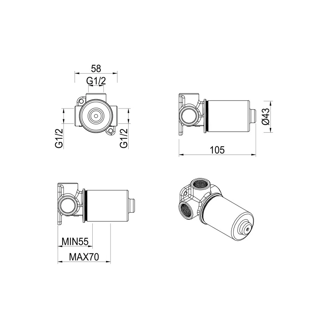 Tiago & Beki Wall Mixer - Body Only - Image 2