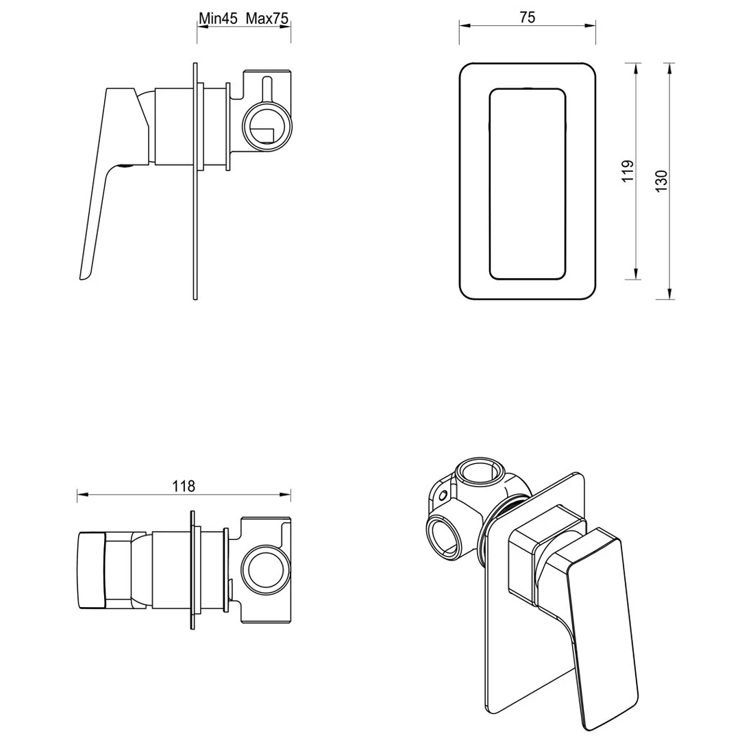 Tiago Brushed Nickel Shower Mixer - Trim Kit Only - Image 5