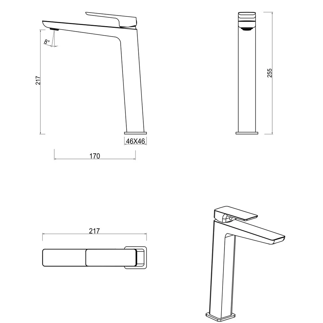 Tiago Gun Metal Tall Basin Mixer - Image 4