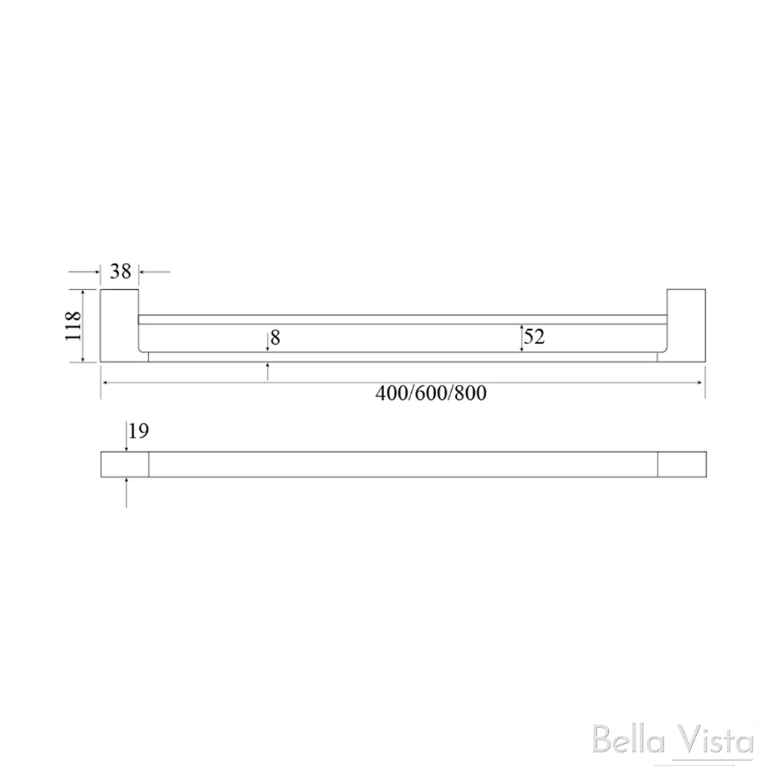 Tiago Matte Black Double Towel Rail - 600mm - Image 2