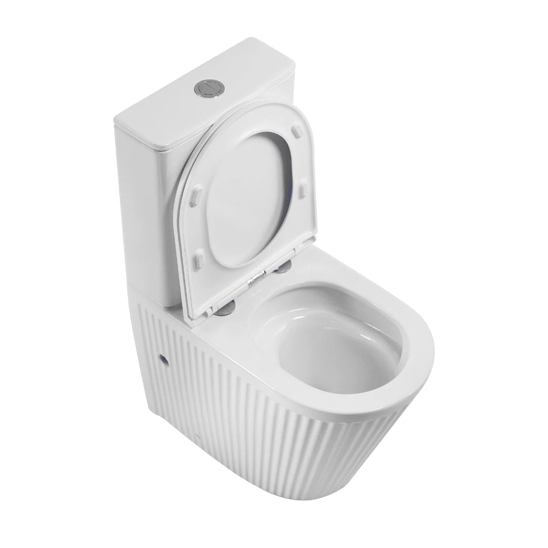 Corinza Fluted Compact Rimless Tornado Back to Wall Toilet Suite - Image 3