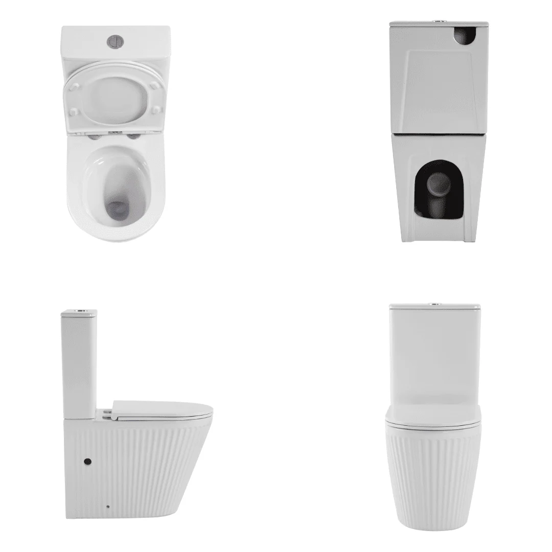 Corinza Fluted Compact Rimless Tornado Back to Wall Toilet Suite - Image 4