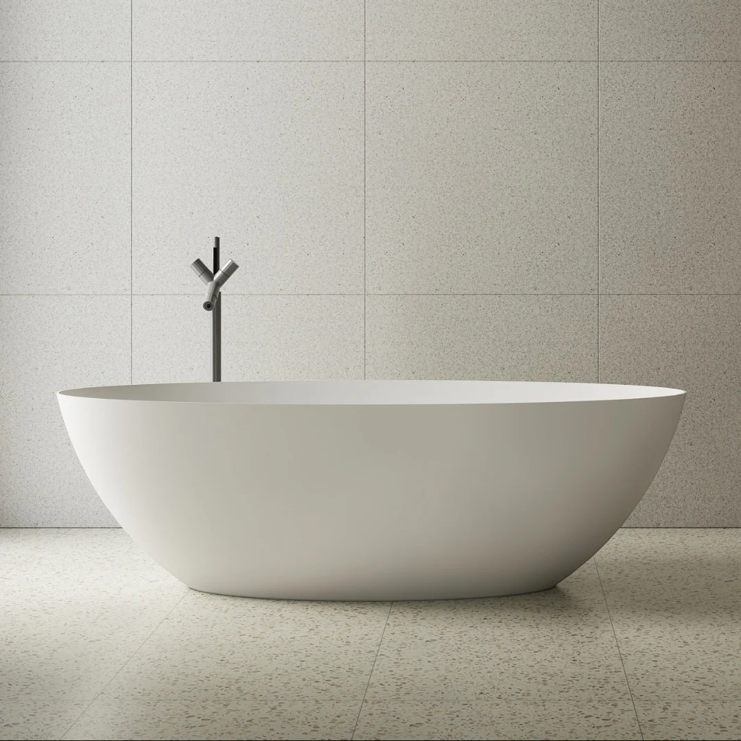 Valera 1700mm Stone Matte White Oval Freestanding Bath Tub