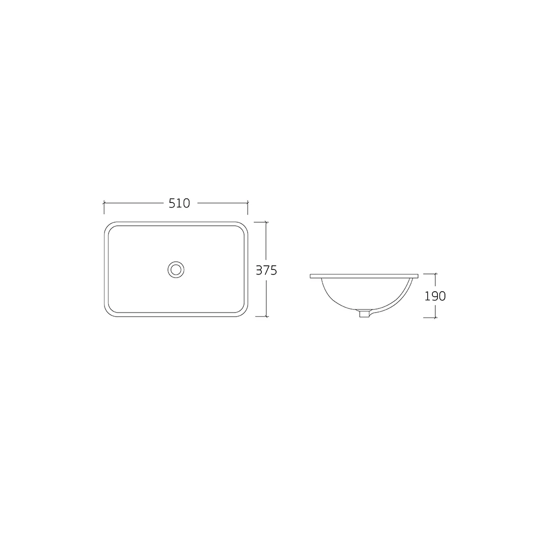 Vella 515 Rectangle Gloss White Undermount Basin - Image 2