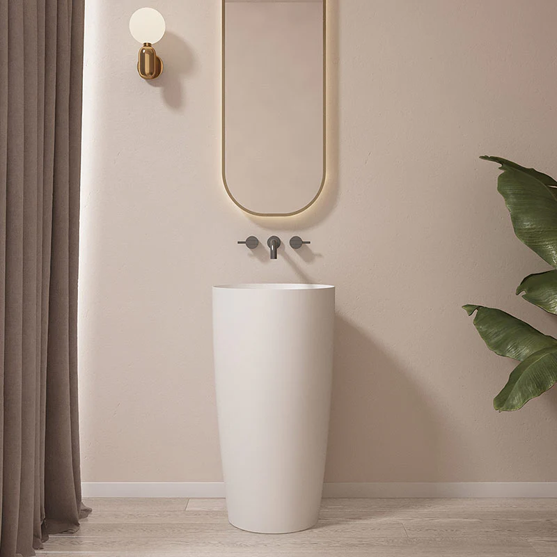 Vena 450mm Round Solid Surface Stone Freestanding Pedestal