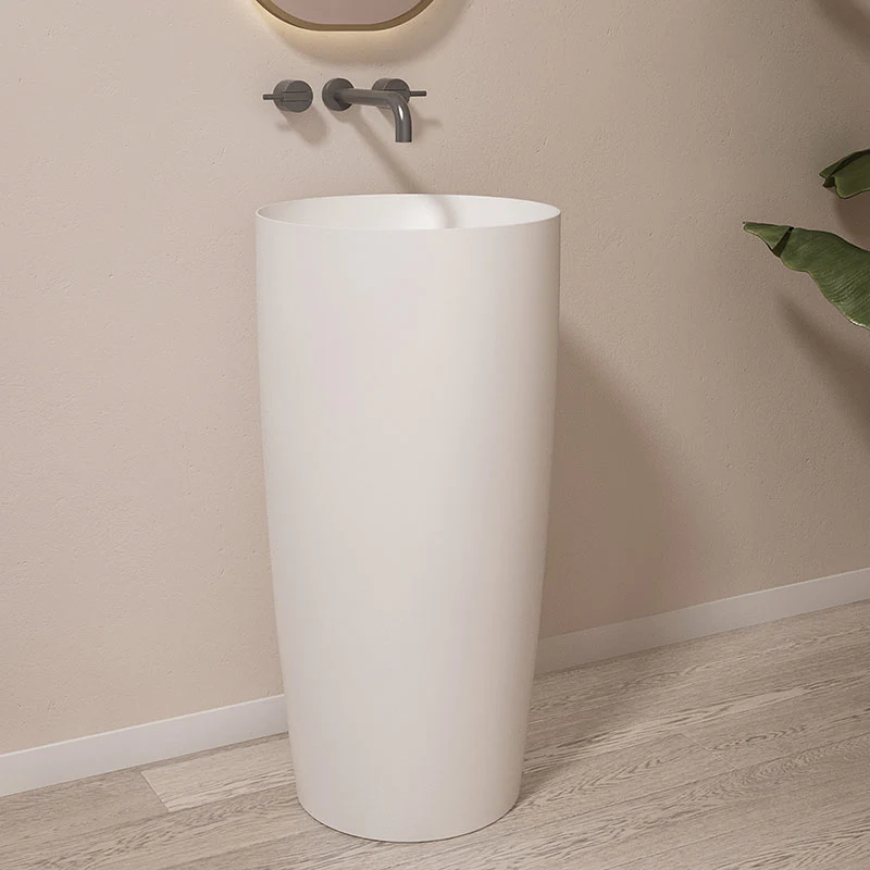 Vena 450mm Round Solid Surface Stone Freestanding Pedestal - Image 2