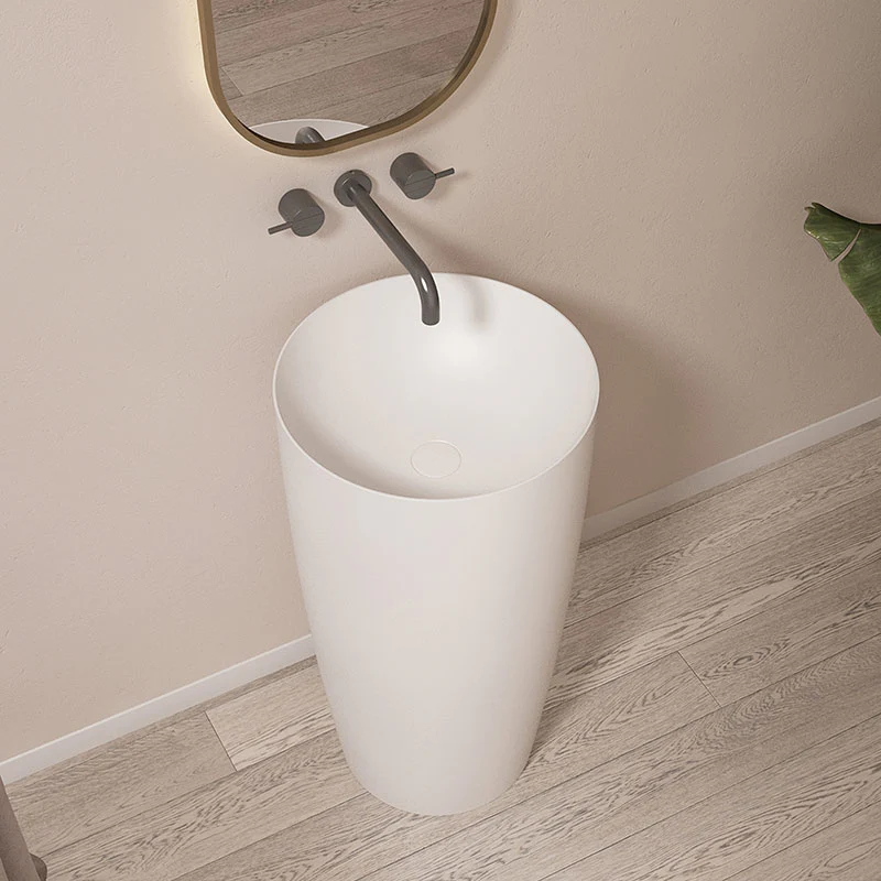 Vena 450mm Round Solid Surface Stone Freestanding Pedestal - Image 3