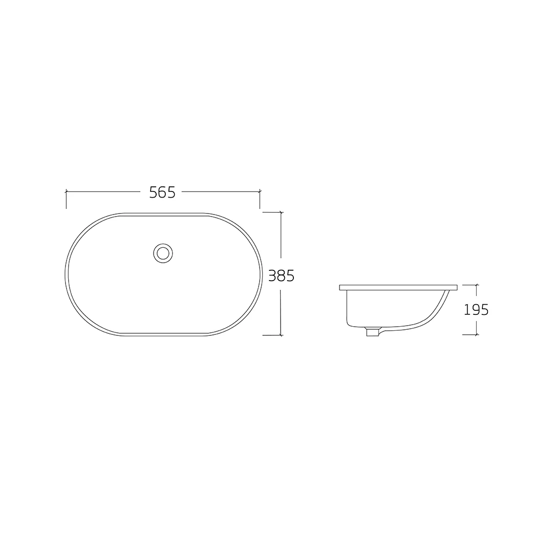 Vero 565 Oval Gloss White Undermount Basin - Image 2