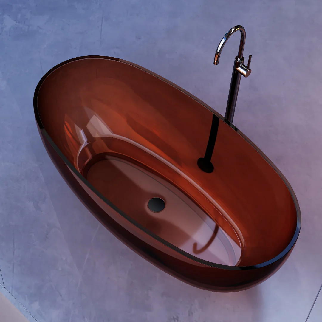 Vetra 1500mm Amber Translucent Resin Stone Freestanding Bath Tub - Image 4