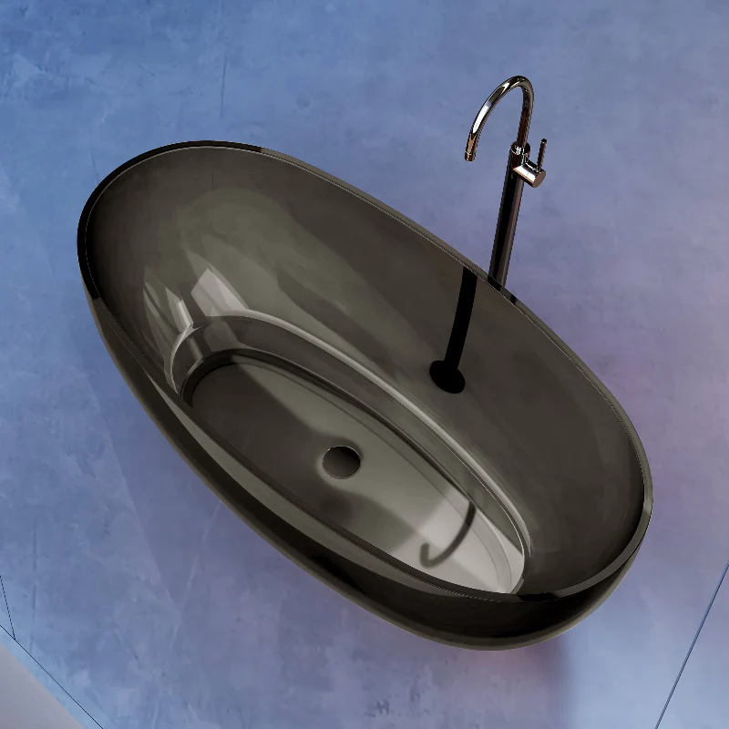 Vetra 1500mm Black Translucent Resin Stone Freestanding Bath Tub - Image 3