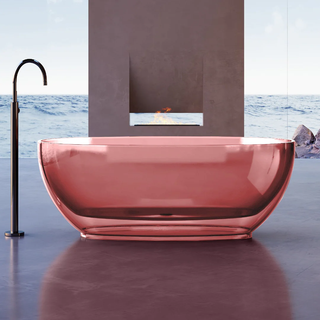 Vetra 1700mm Blush Translucent Resin Stone Freestanding Bath Tub