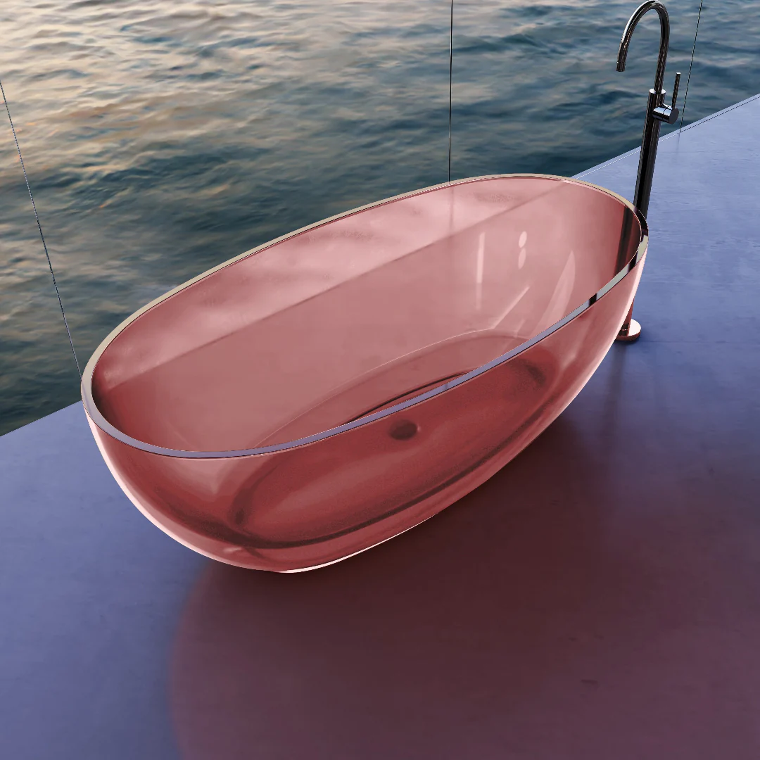 Vetra 1700mm Blush Translucent Resin Stone Freestanding Bath Tub - Image 2