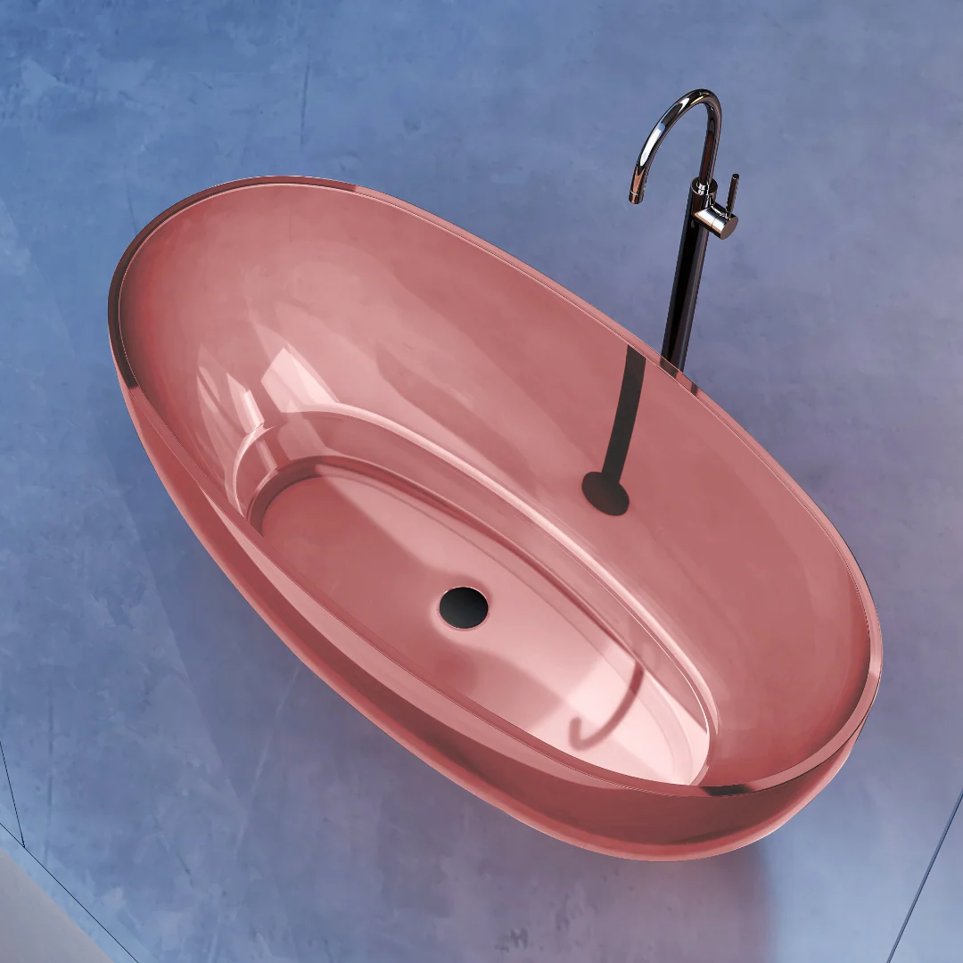 Vetra 1700mm Blush Translucent Resin Stone Freestanding Bath Tub - Image 3